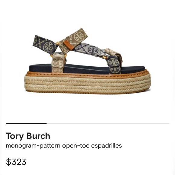 Tory Burch T Monogram Sporty Flatform Espadrilles 6M - Picture 4 of 4